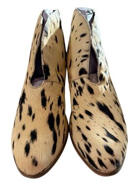Naughty Monkey Hair-On Leather Spotted Ankle Boots Women’s 9.5 NWOB